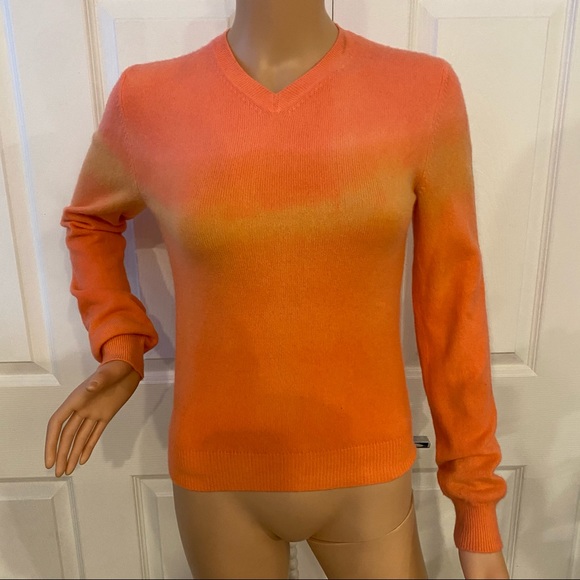 TSE Sweaters - TSE CASHMERE SZ S OMBRÉ ORG/YWL V NECK SWEATER